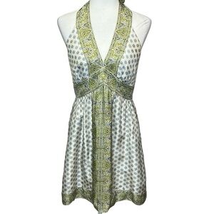BCBGMaxAzria Silk Halter Dress Green